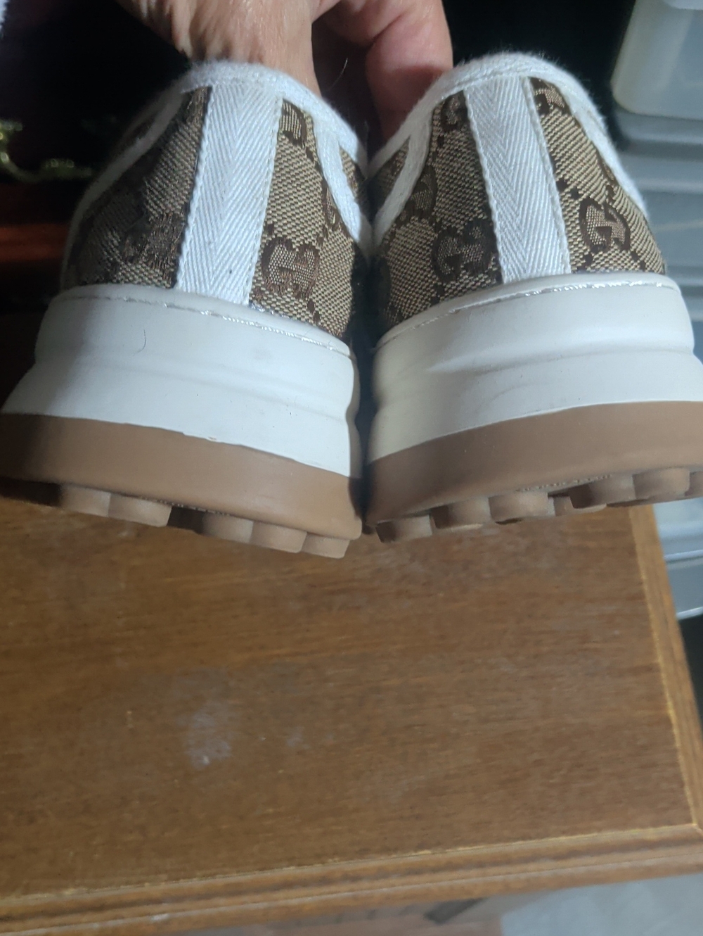 Beige GG Canvas Low-Top Sneakers with Cream Accents - Picture 5 of 6